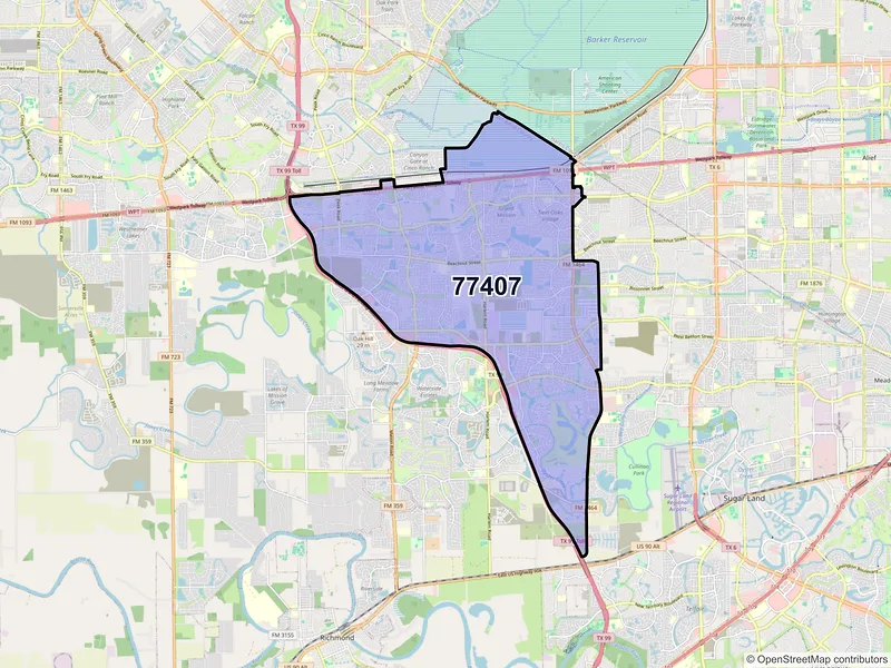 Map of ZIP Code 77407 — Richmond, TX