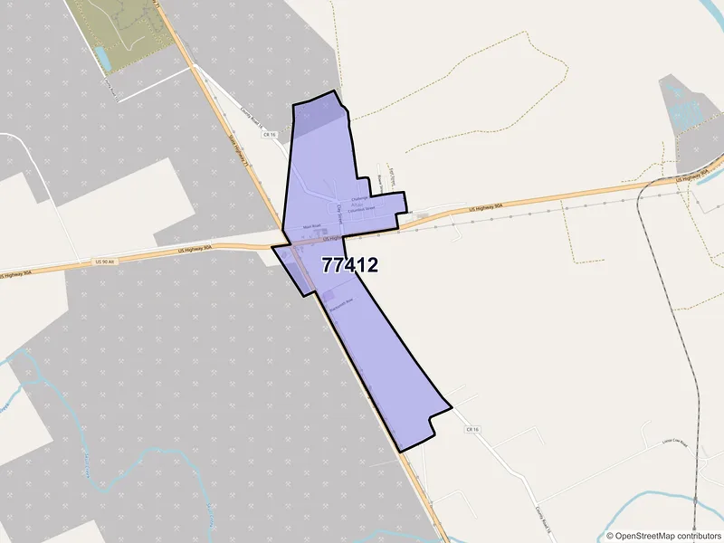 Map of Altair, Texas and ZIP codes