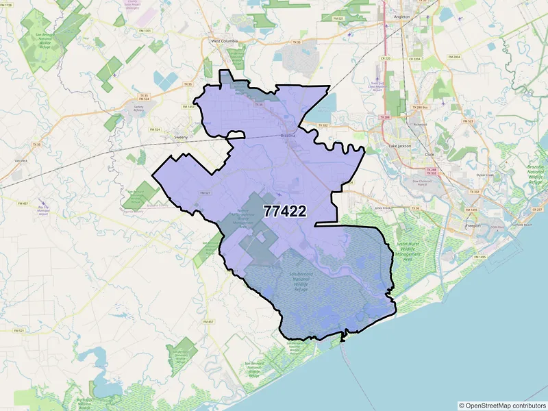 Map of ZIP Code 77422 — Brazoria, TX