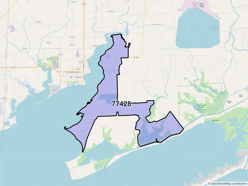 Map of Collegeport, Texas and ZIP codes