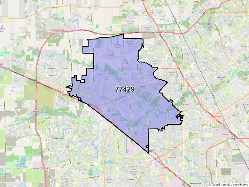 Map of ZIP Code 77429 — Cypress, TX