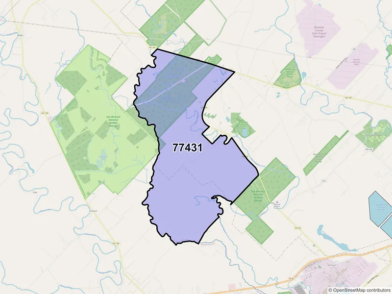 Map of Danciger, Texas and ZIP codes