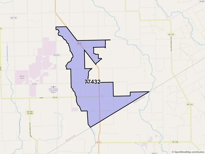 Map of Danevang, Texas and ZIP codes
