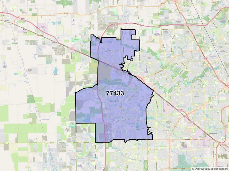 Map of ZIP Code 77433 — Cypress, TX
