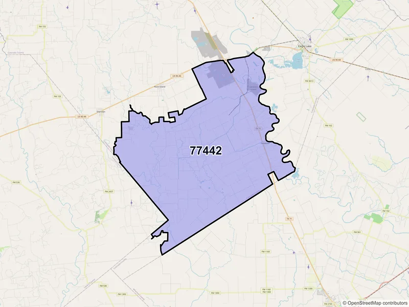 Map of ZIP Code 77442 — Garwood, TX