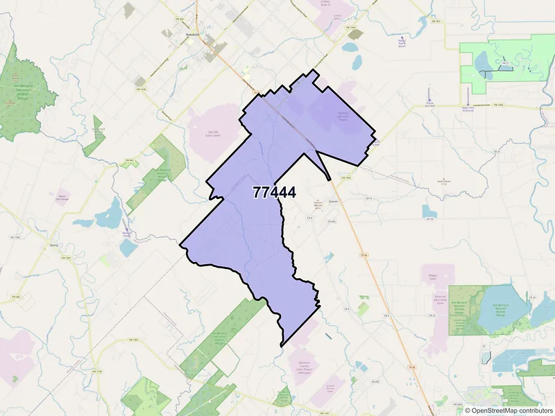 Map of Guy, Texas and ZIP codes