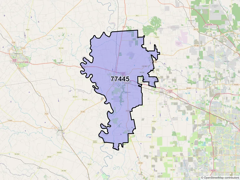 Map of ZIP Code 77445 — Hempstead, TX