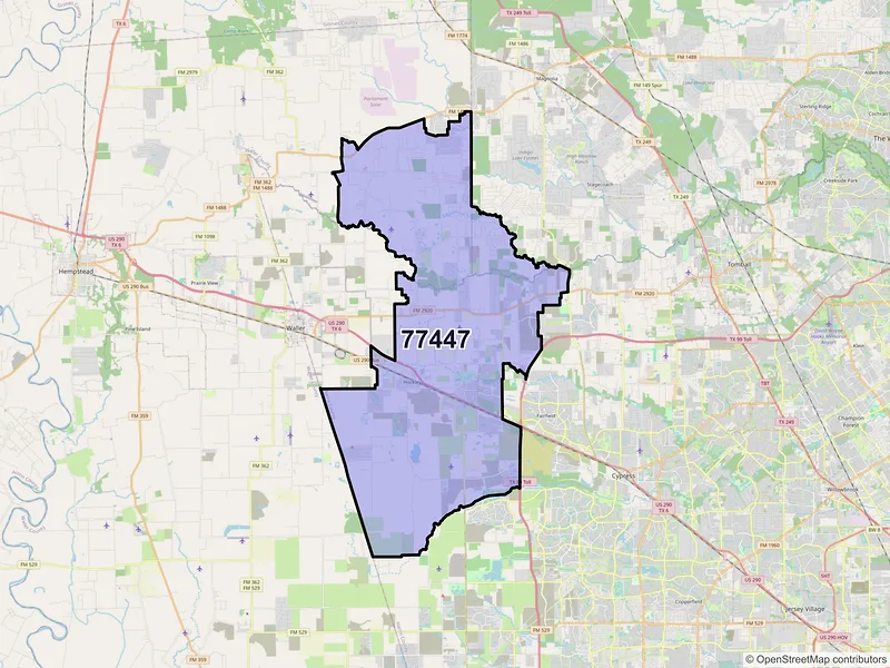 Map of ZIP Code 77447 — Hockley, TX