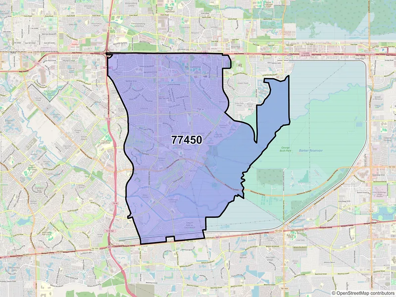 Map of ZIP Code 77450 — Katy, TX