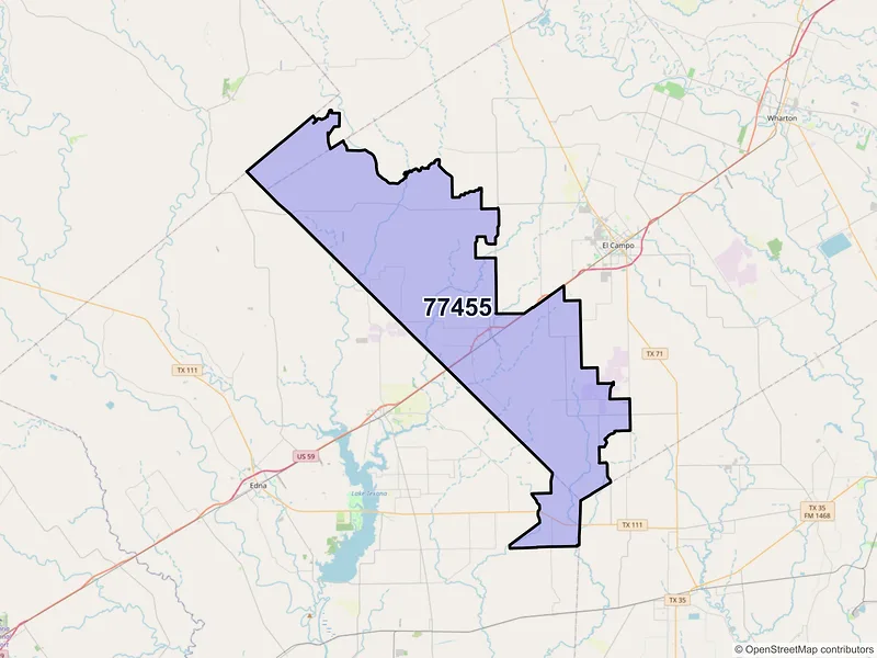 Map of ZIP Code 77455 — Louise, TX