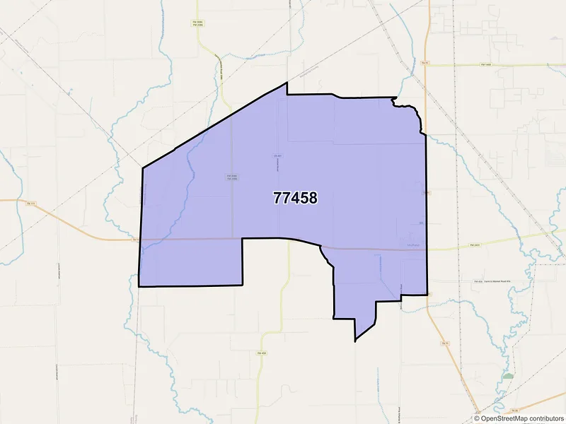 Map of Midfield, Texas and ZIP codes
