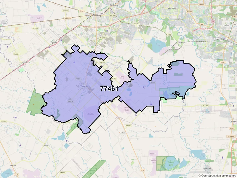 Map of ZIP Code 77461 — Needville, TX