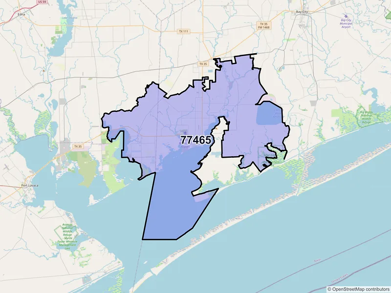 Map of ZIP Code 77465 — Palacios, TX