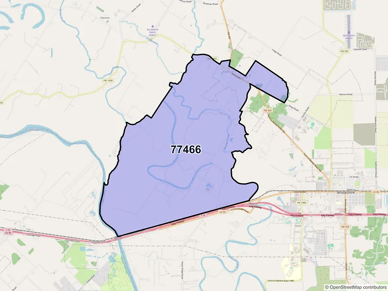Map of Pattison, Texas and ZIP codes