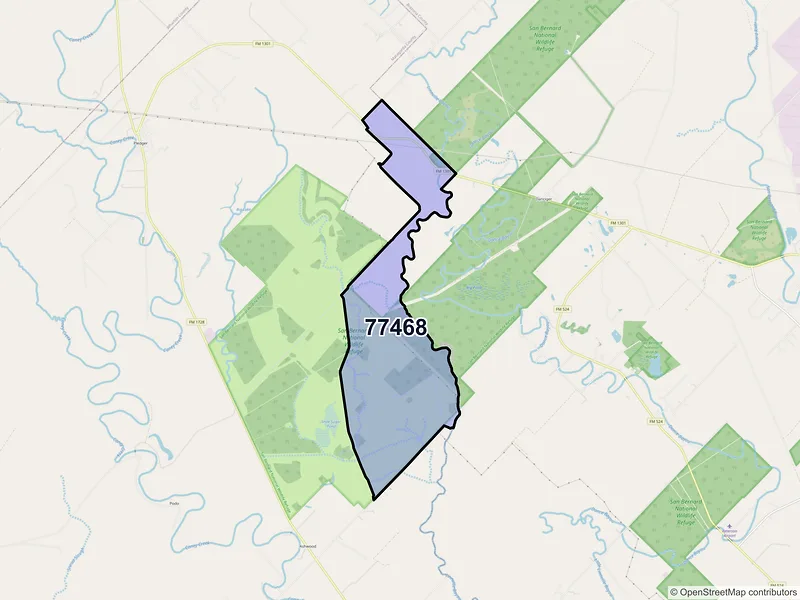 Map of Pledger, Texas and ZIP codes