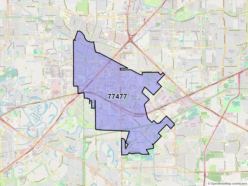 Map of ZIP Code 77477 — Stafford, TX