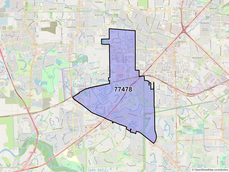 Map of ZIP Code 77478 — Sugar Land, TX