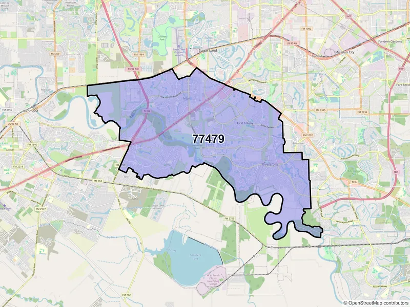 Map of ZIP Code 77479 — Sugar Land, TX