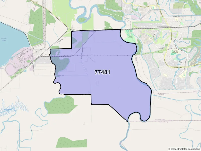 Map of Thompsons, Texas and ZIP codes
