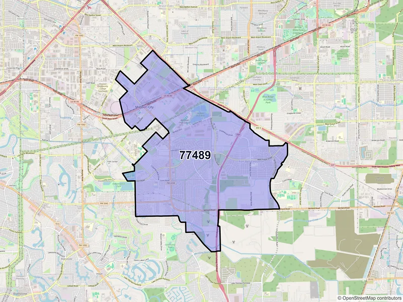 Map of ZIP Code 77489 — Missouri City, TX