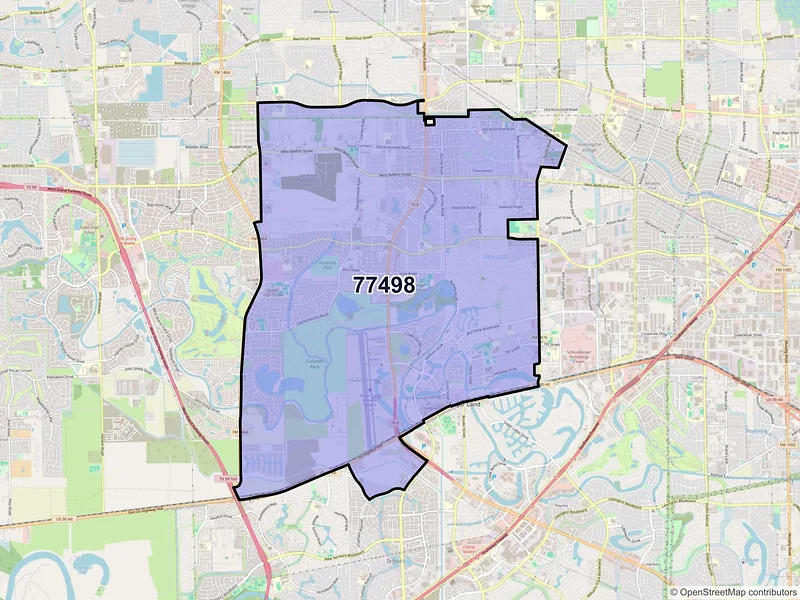 Map of ZIP Code 77498 — Sugar Land, TX