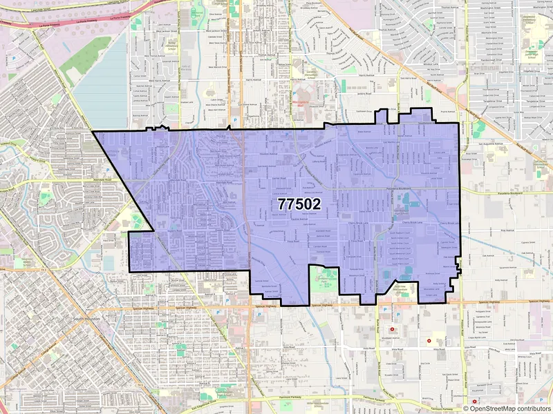 Map of ZIP Code 77502 — Pasadena, TX