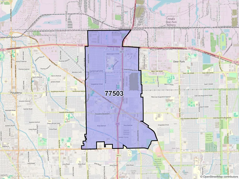 Map of ZIP Code 77503 — Pasadena, TX