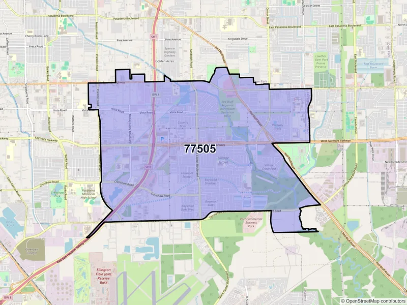 Map of ZIP Code 77505 — Pasadena, TX