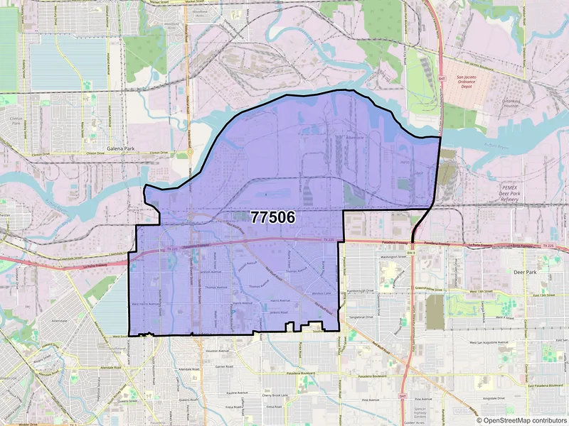 Map of ZIP Code 77506 — Pasadena, TX