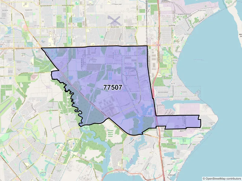 Map of ZIP Code 77507 — Pasadena, TX