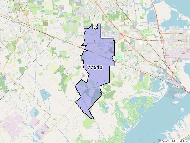 Map of ZIP Code 77510 — Santa Fe, TX