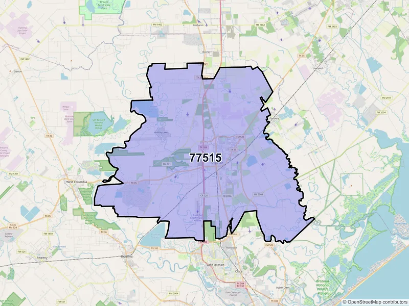 Map of ZIP Code 77515 — Angleton, TX