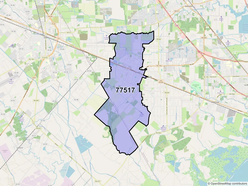 Map of ZIP Code 77517 — Santa Fe, TX