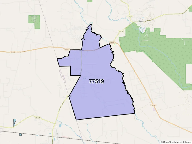 Map of ZIP Code 77519 — Batson, TX