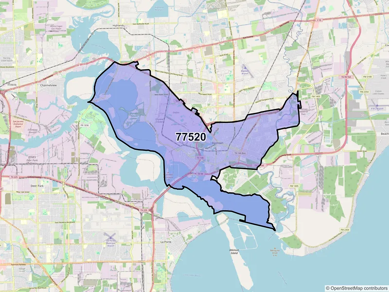 Map of ZIP Code 77520 — Baytown, TX