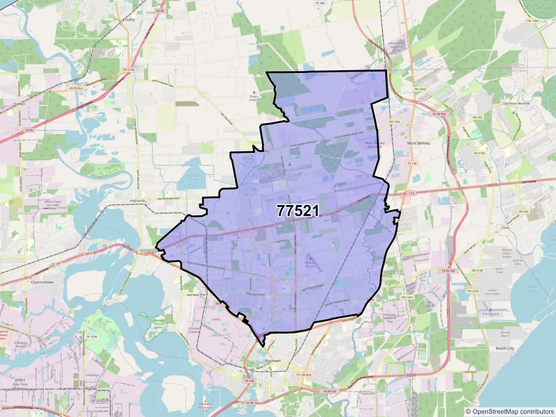 Map of ZIP Code 77521 — Baytown, TX