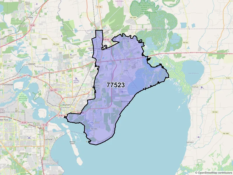 Map of ZIP Code 77523 — Baytown, TX