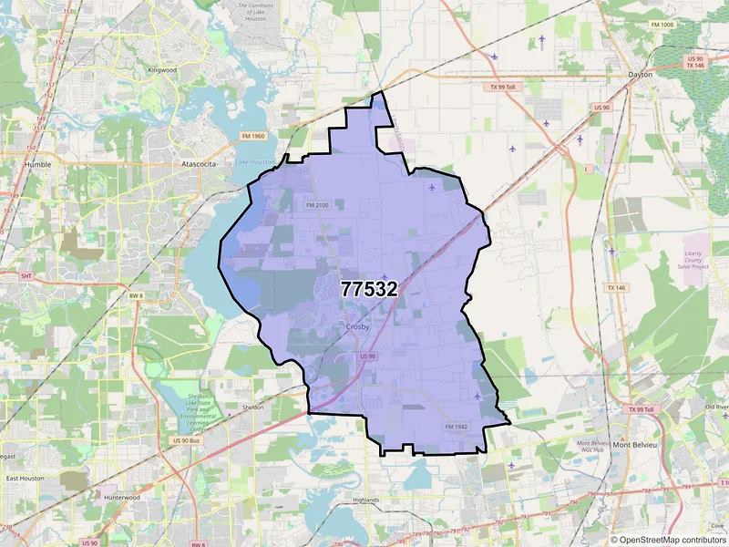 Map of ZIP Code 77532 — Crosby, TX