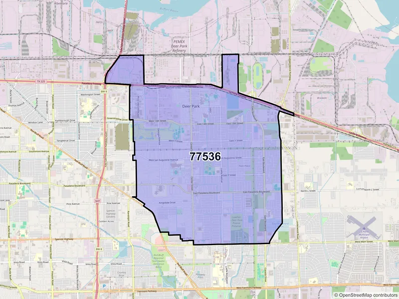 Map of ZIP Code 77536 — Deer Park, TX