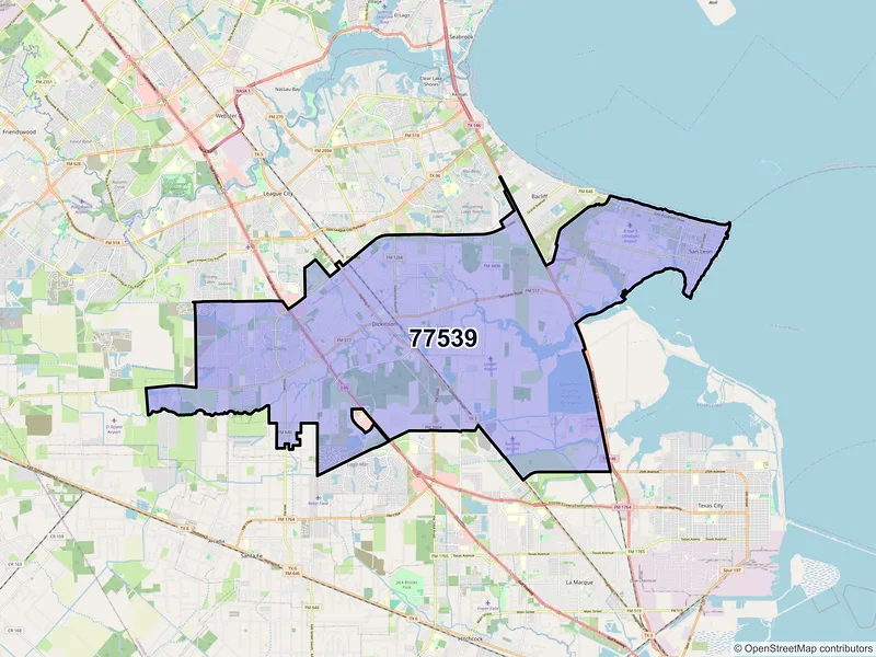 Map of ZIP Code 77539 — Dickinson, TX