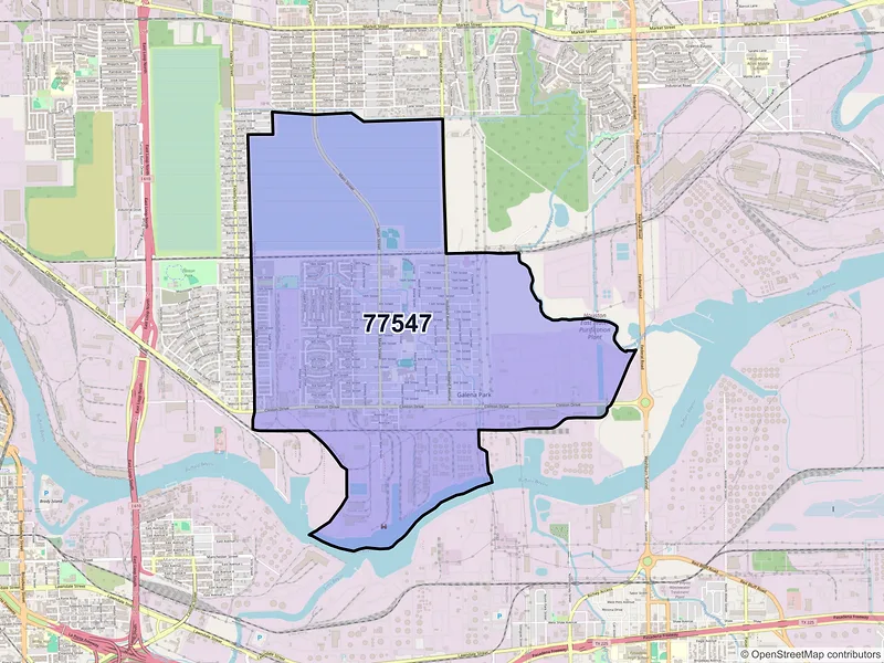 Map of ZIP Code 77547 — Galena Park, TX