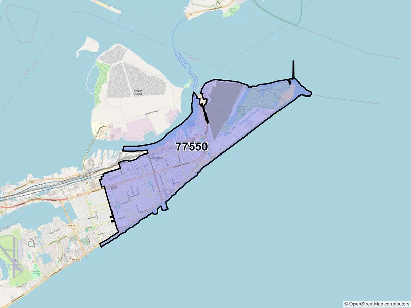 Map of ZIP Code 77550 — Galveston, TX