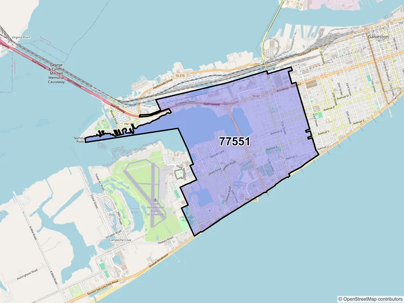 Map of ZIP Code 77551 — Galveston, TX
