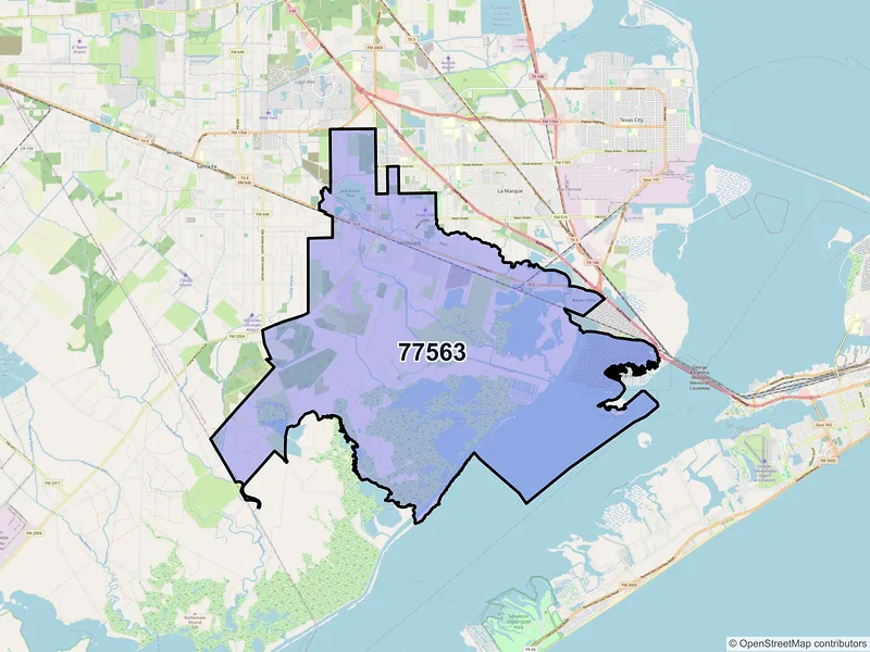 Map of ZIP Code 77563 — Hitchcock, TX
