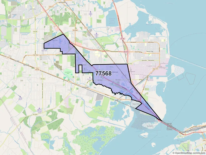 Map of La Marque, Texas and ZIP codes