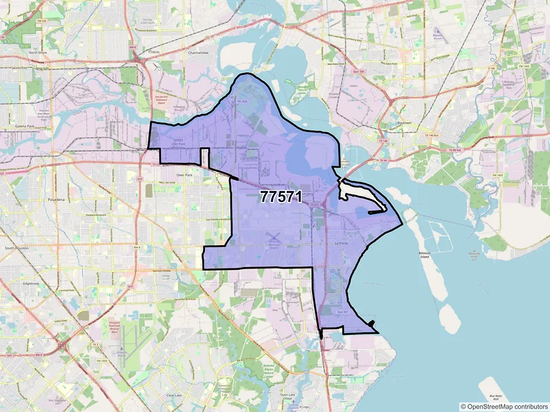 Map of ZIP Code 77571 — La Porte, TX