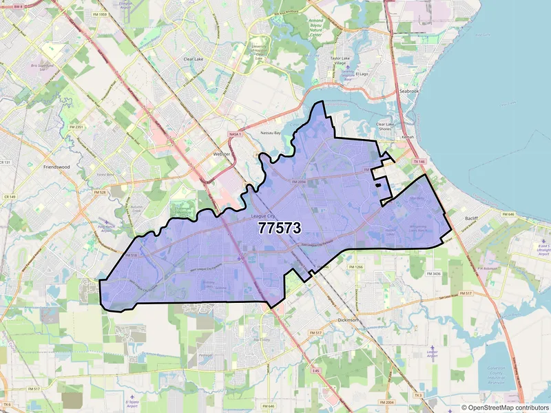 Map of ZIP Code 77573 — League City, TX