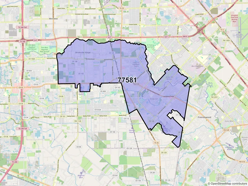 Map of ZIP Code 77581 — Pearland, TX