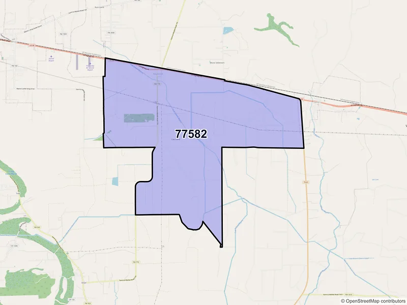 Map of Raywood, Texas and ZIP codes