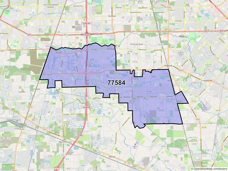 Map of ZIP Code 77584 — Pearland, TX